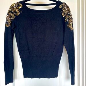 Cache Black & Gold Sweater size Small